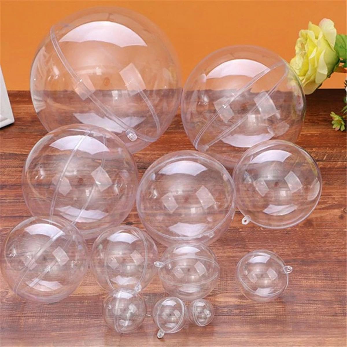 Adornos de Bolas de Navidad DIY Bola Colgante Transparente Abierta Bola de Adorno Transparente Caja de Regalo - 5 Piezas 14 cm