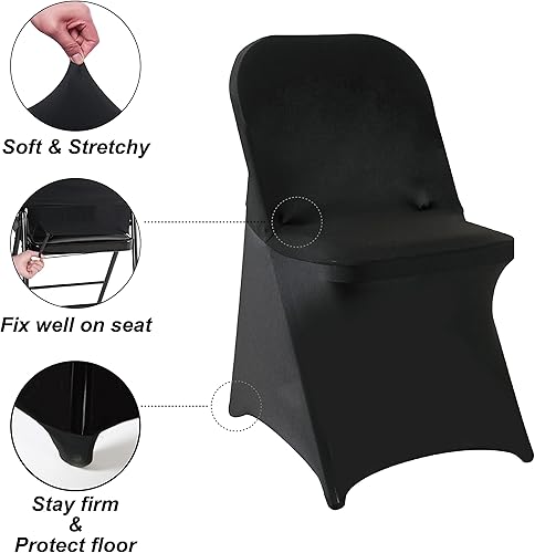 Miniatura 3 de Howhic Fundas plegables para sillas de fiesta, 12 piezas, fundas universales de elastano ajustables para bodas, banquetes, conferencias