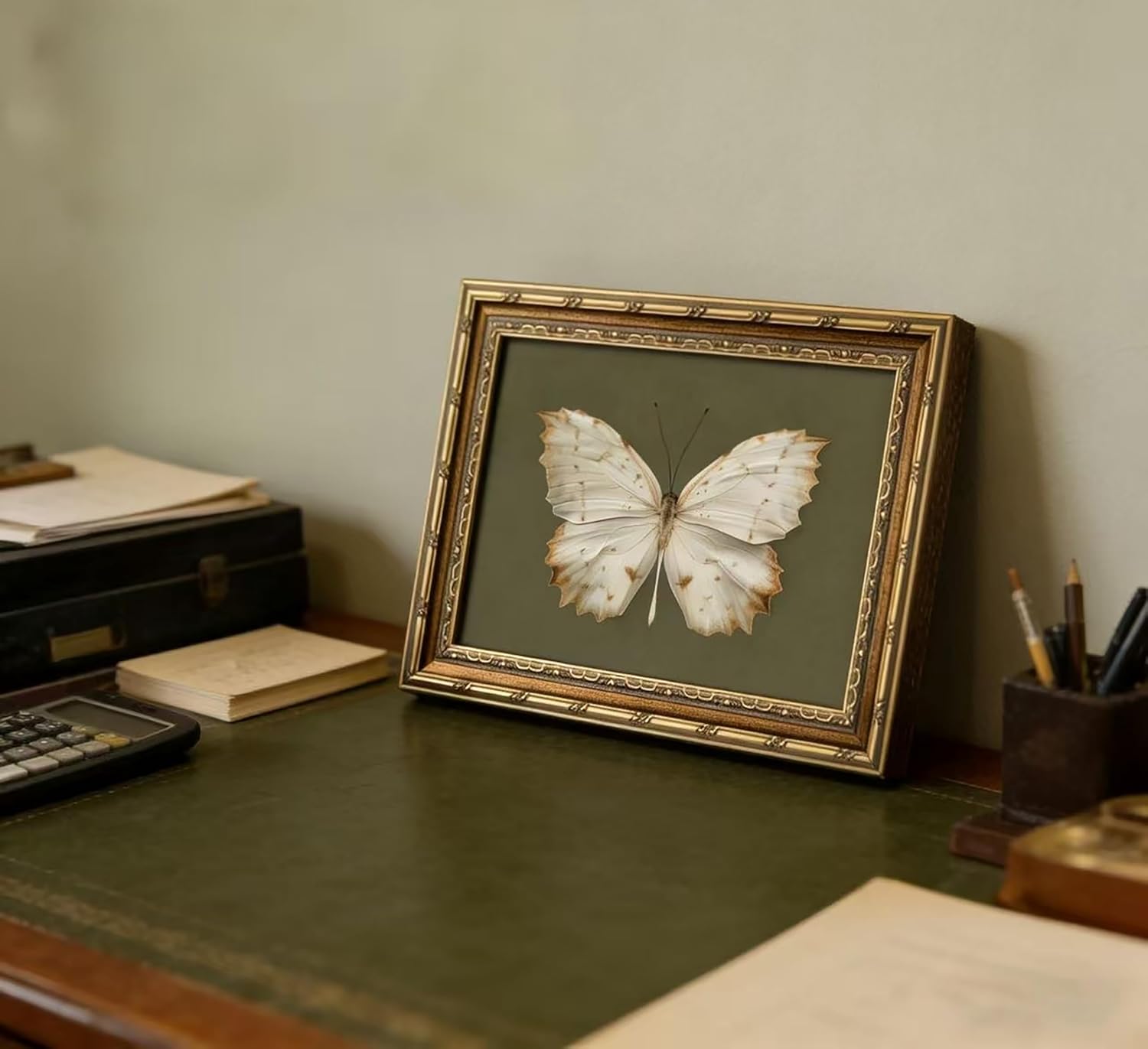 Vintage Gold Frame Canvas Wall Art Moody Insect Painting Picture Wall Decor Classical Butterfly Poster Print Artwork for Living Room Bedroom Bathroom Office Kitchen Home Decoration