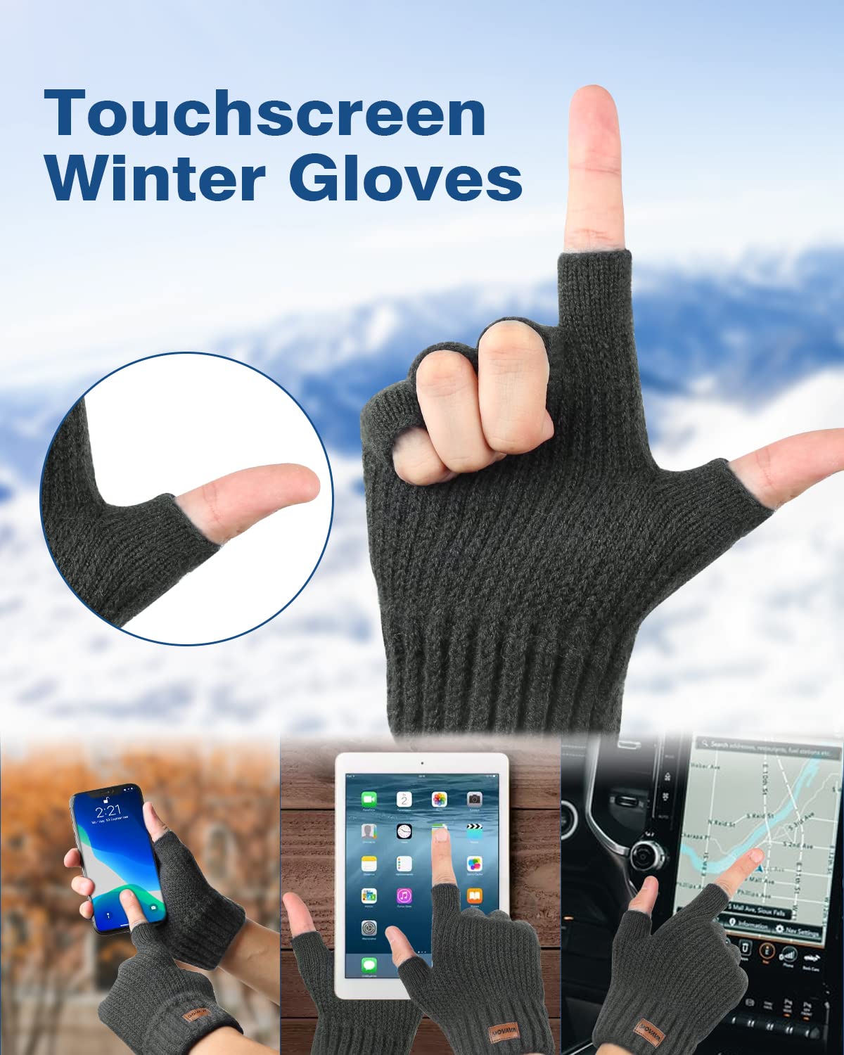 Fjquamitix – Guanti Senza Dita Unisex In Maglia Ispessita, Touch Screen, Confezione Multipla (2/3 Paia) Per Lavoro E Sport
