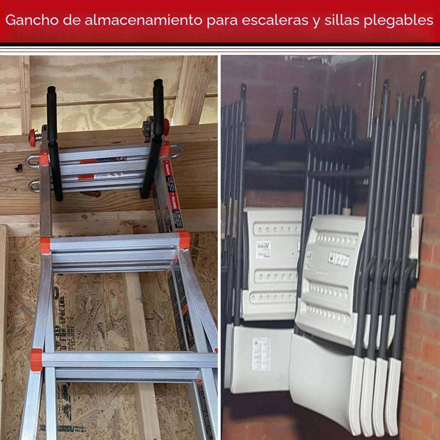 Ganchos de almacenamiento para kayak, 38,5 cm, resistente, para montar en la pared, para canoa, tabla de surf, tabla de esquí, escalera, sillas plegables, bicicletas y herramientas de jardín