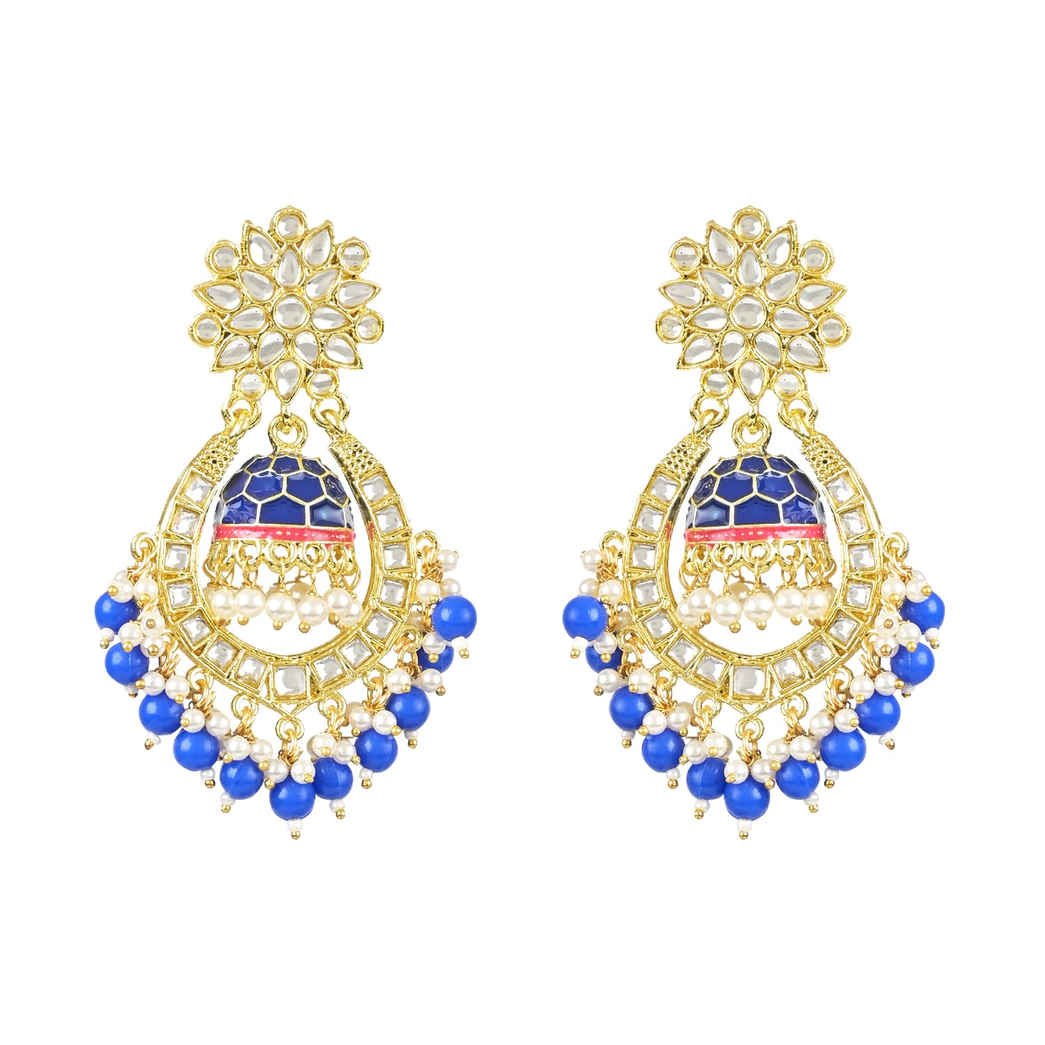 I Jewels Gold Plated Traditional Meenakari Kundan Studded Pearl Dangle Jhumki Earrings For Women & Girls (E3125Bl) (B0C74C6YF3) Amazon Price History, Amazon Price Tracker