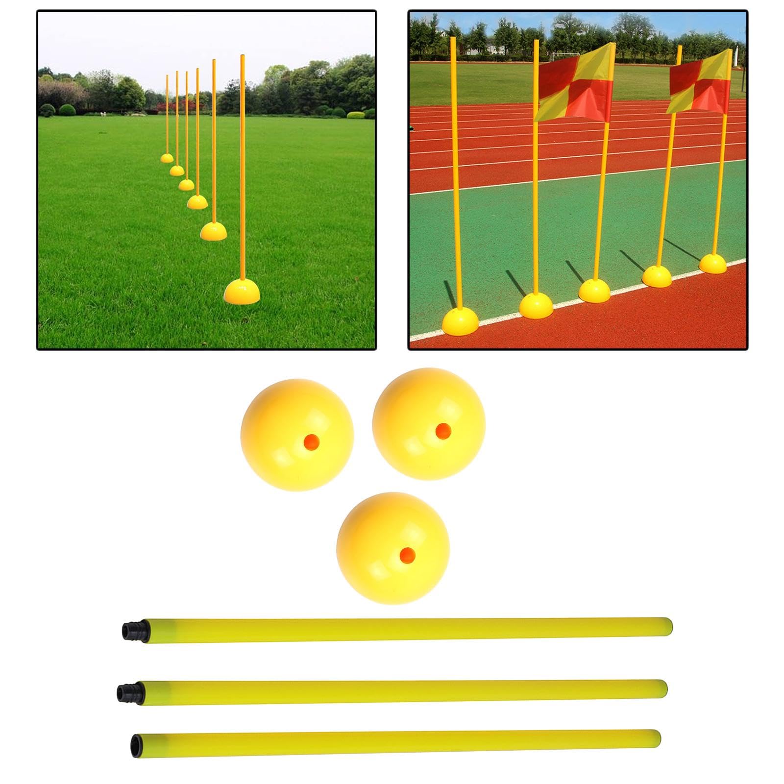 Paletto per Porta da Calcio, Strumento di Allenamento, Cartello, Segnalatore di Ostacoli, Asta E Base, 3 Set