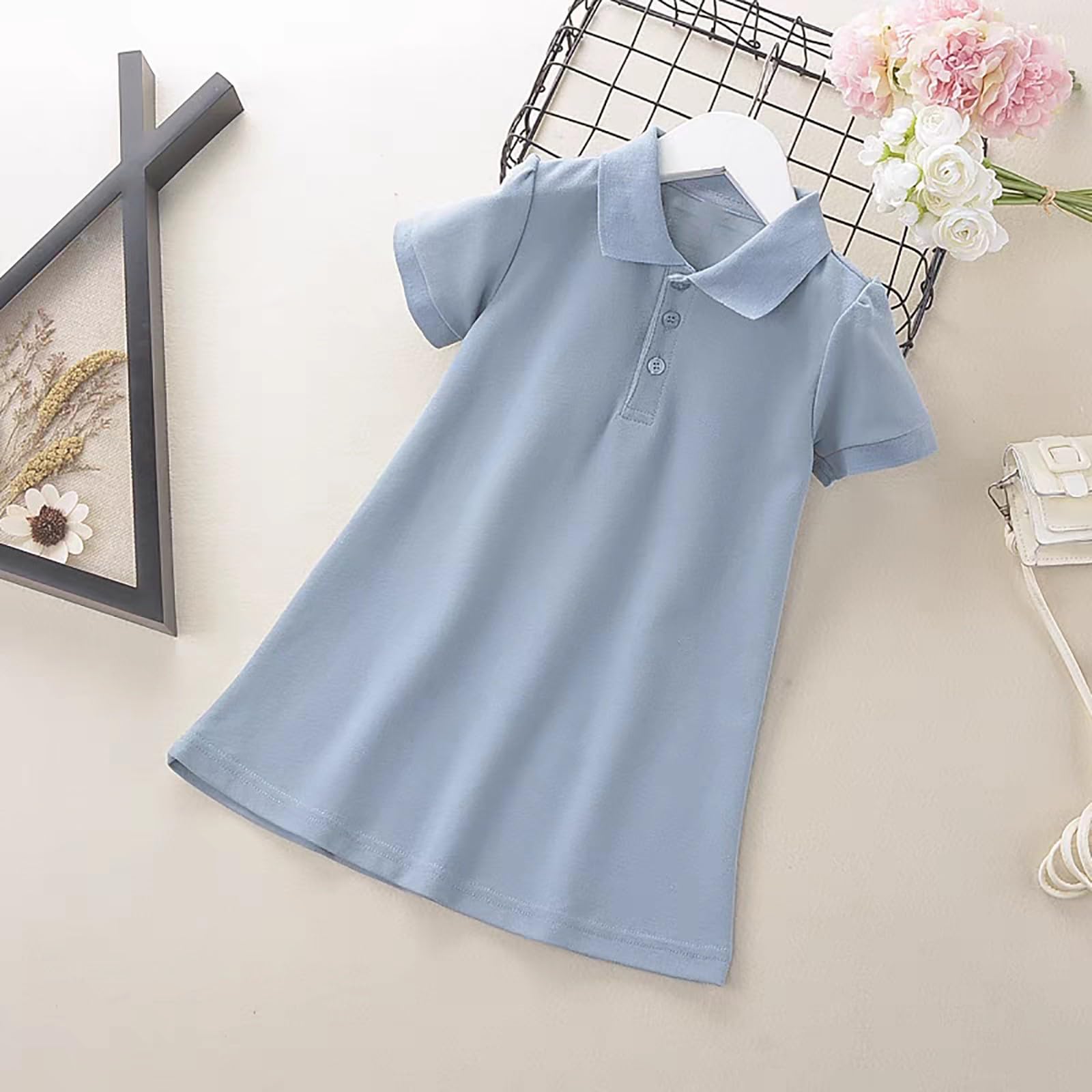 Vestido de verano para niñas, vestido polo de manga corta para niños, casual, deportes, escuela, tenis, golf, suave, cómodo, para vacaciones, vestidos acampanados
