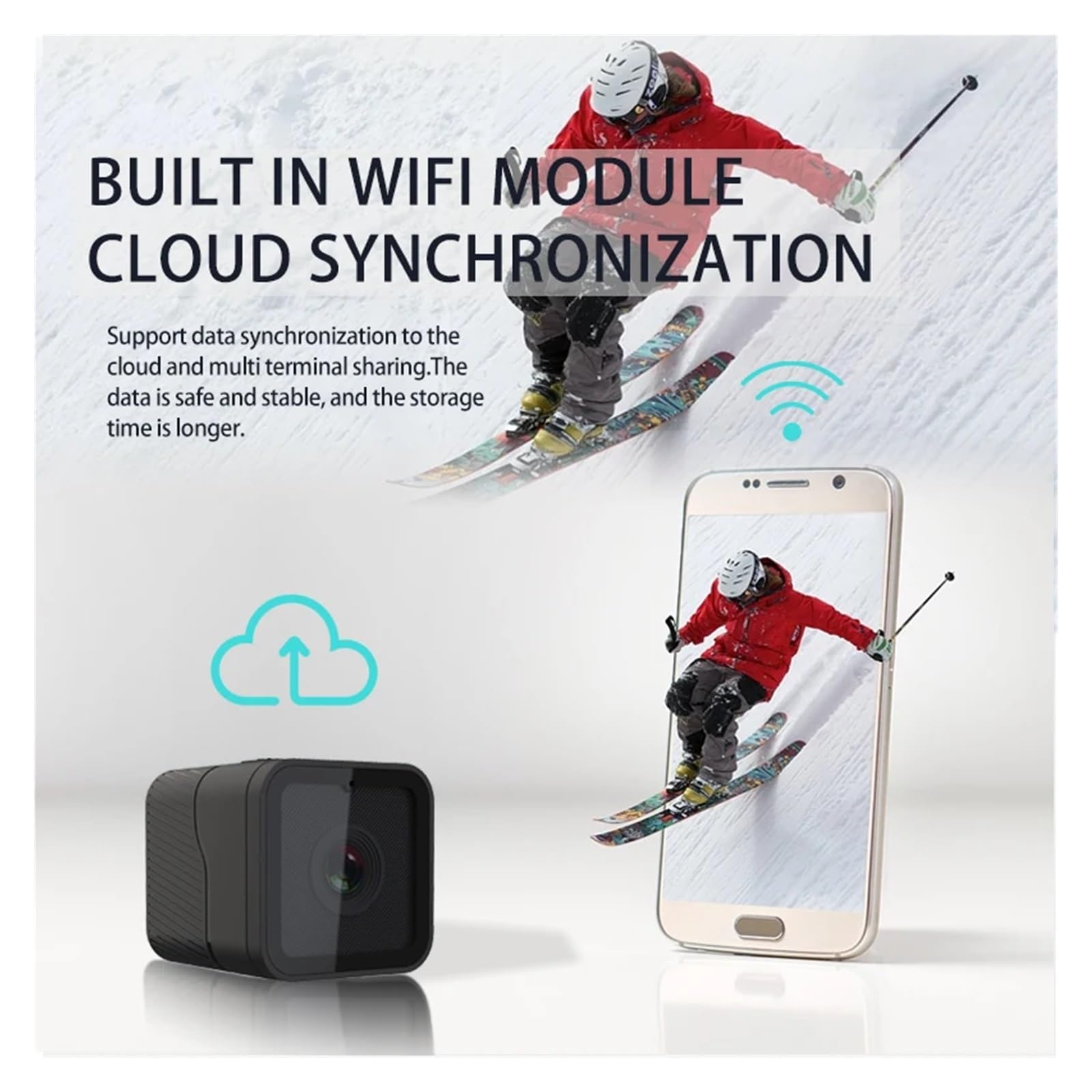 Kamera nasobna, Bezprzewodowa kamera Mini DV 1080P z hotspotem Wi-Fi, zewnętrzna kamera sportowa o wysokiej rozdzielczości, mała kamera, rejestrator jazdy motocyklem(Camera 32G card)