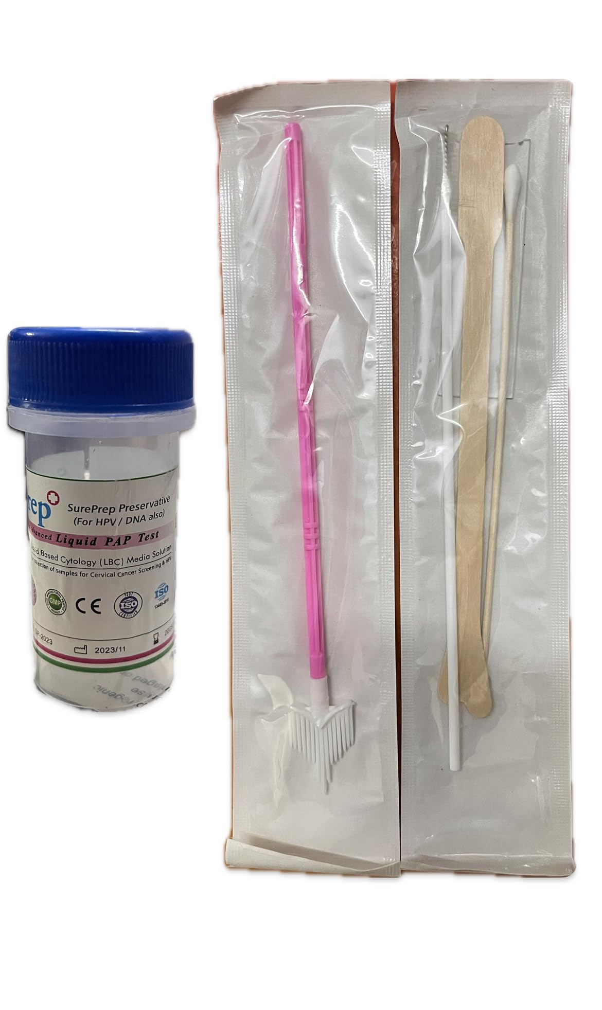 LBC Kit for PAP Smear (6 item)| Liquid based cytology testing kit | LBC sample collection kit with 15ml media, brush, spatula, slide, cytobrush, swab stick pack of 10 kit