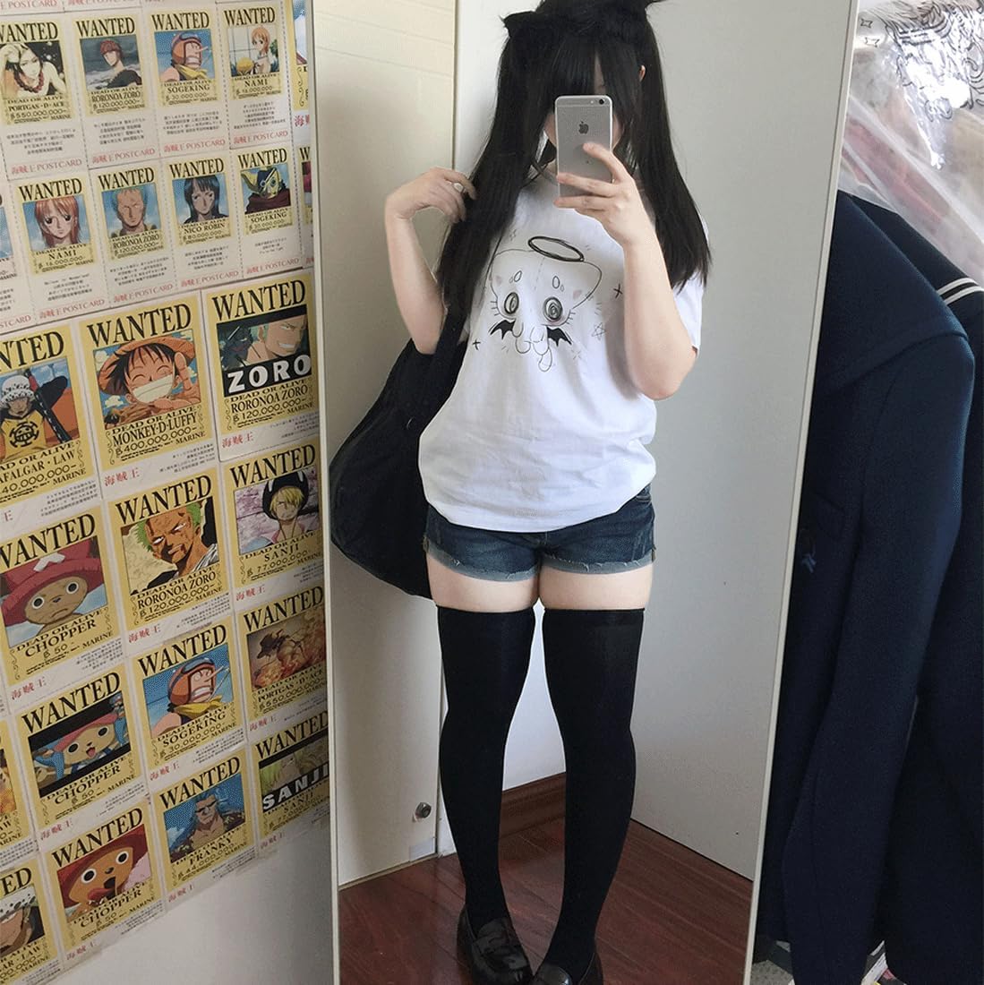 Kawaii Gothic Clothes Casual Style Crewneck Loose Short Sleeve Cute Graphic Cartoon Dizzy Cat Print T-Shirt - Image 3