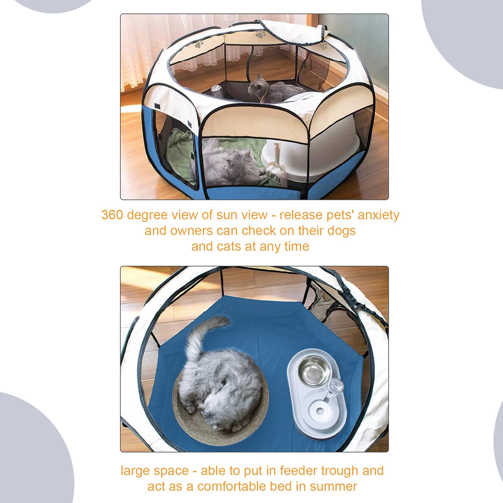 Corralito portátil plegable para mascotas, para gatos, perros, malla de PVC, viajes, camping, uso en interiores, ejercicio, caseta, parque infantil, funda de transporte