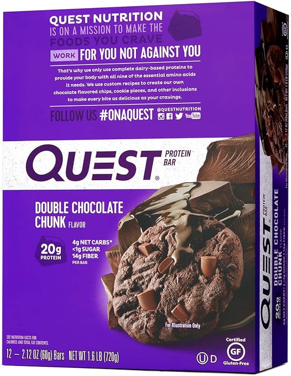 Quest Nutrition Bars - Size: 60g Double Cholcolate Chunk