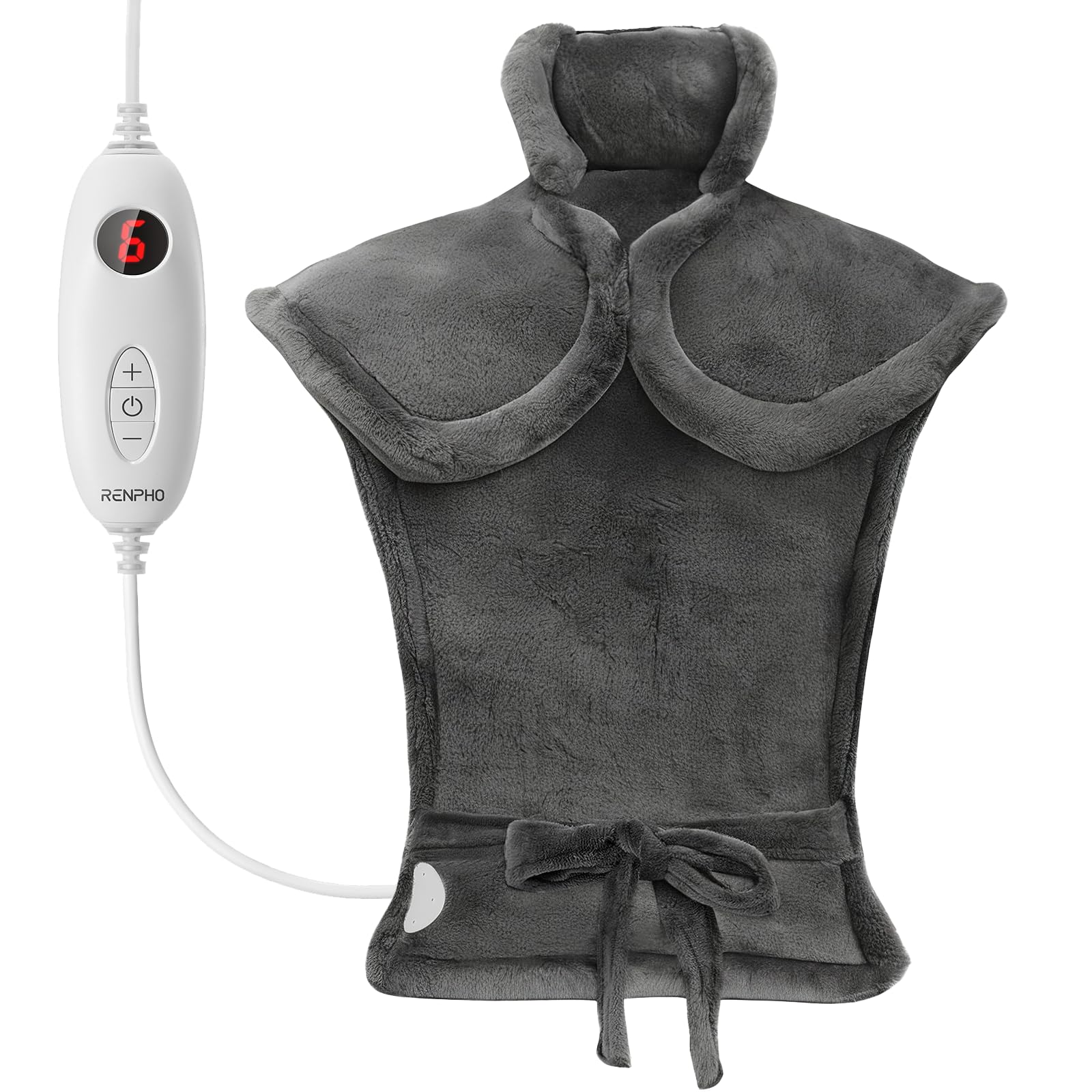 RENPHO Electric Heating Pad for Neck and Shoulders, Heat Pad for Back Pain Relief, Mothers Day Birthday Gifts for Women Men, Heat Pack Auto Shut Off,84x61cm Gray