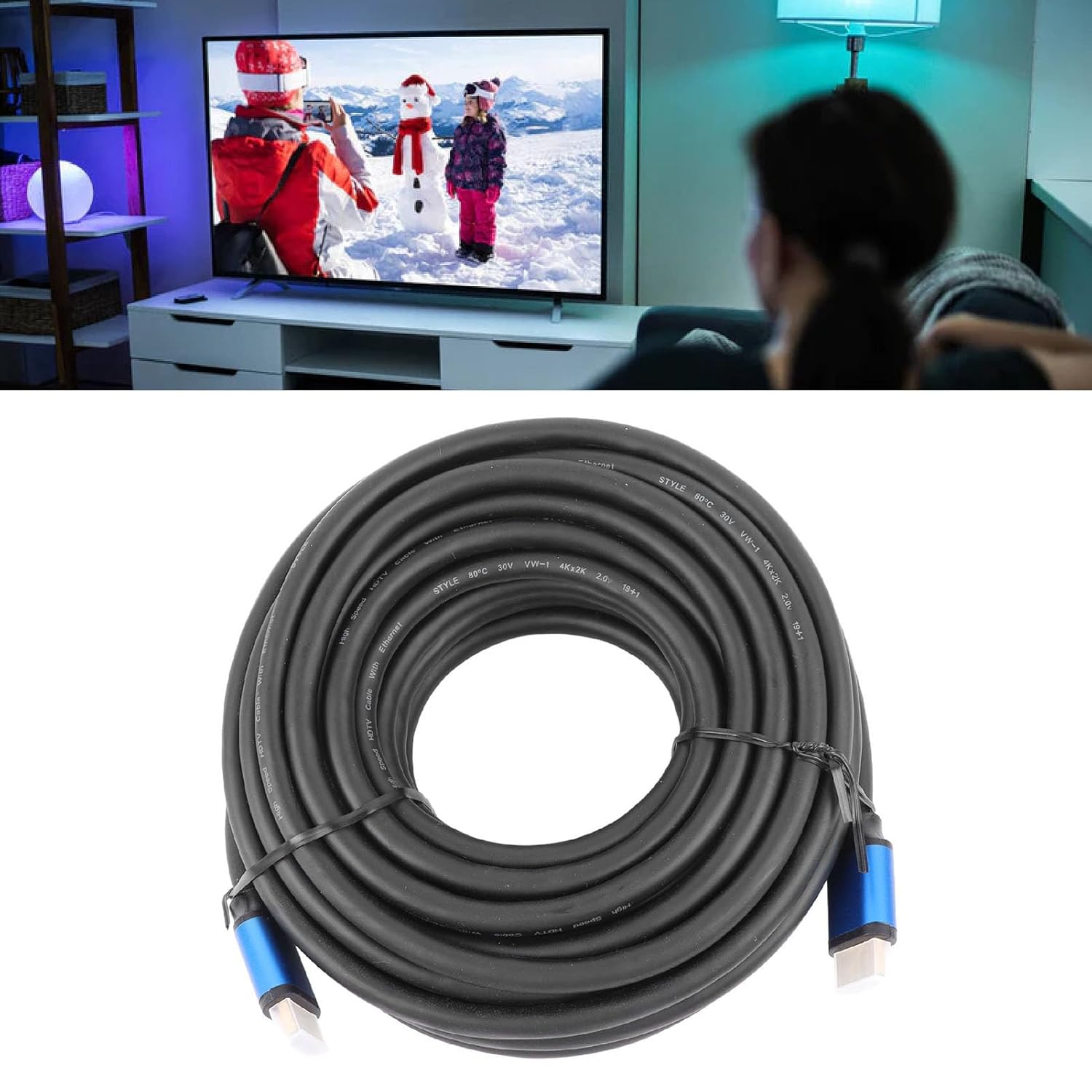 HDMI Cable 30ft 4K Ultra HD Multimedia Interface Cable, Bandwidth 18Gbps, Signal, Support 4K 3D 1080P, Ethernet, ARC, HDMI Wire for in Wall Installation 10m/30ft