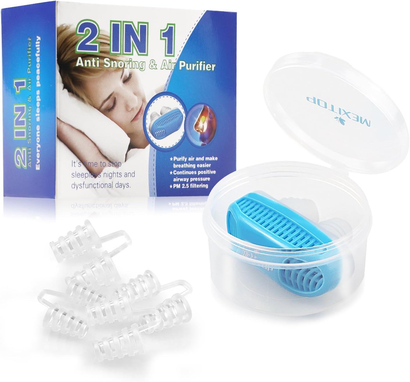 Snoring Nose Vent - Snoring aid 4+1 Snoring Solution Air Purification Nose Vent Solution for Natural and Comfortable Sleep, Ease Breathing (Activated Carbon Filter Inside) - Bonus Travel Case in