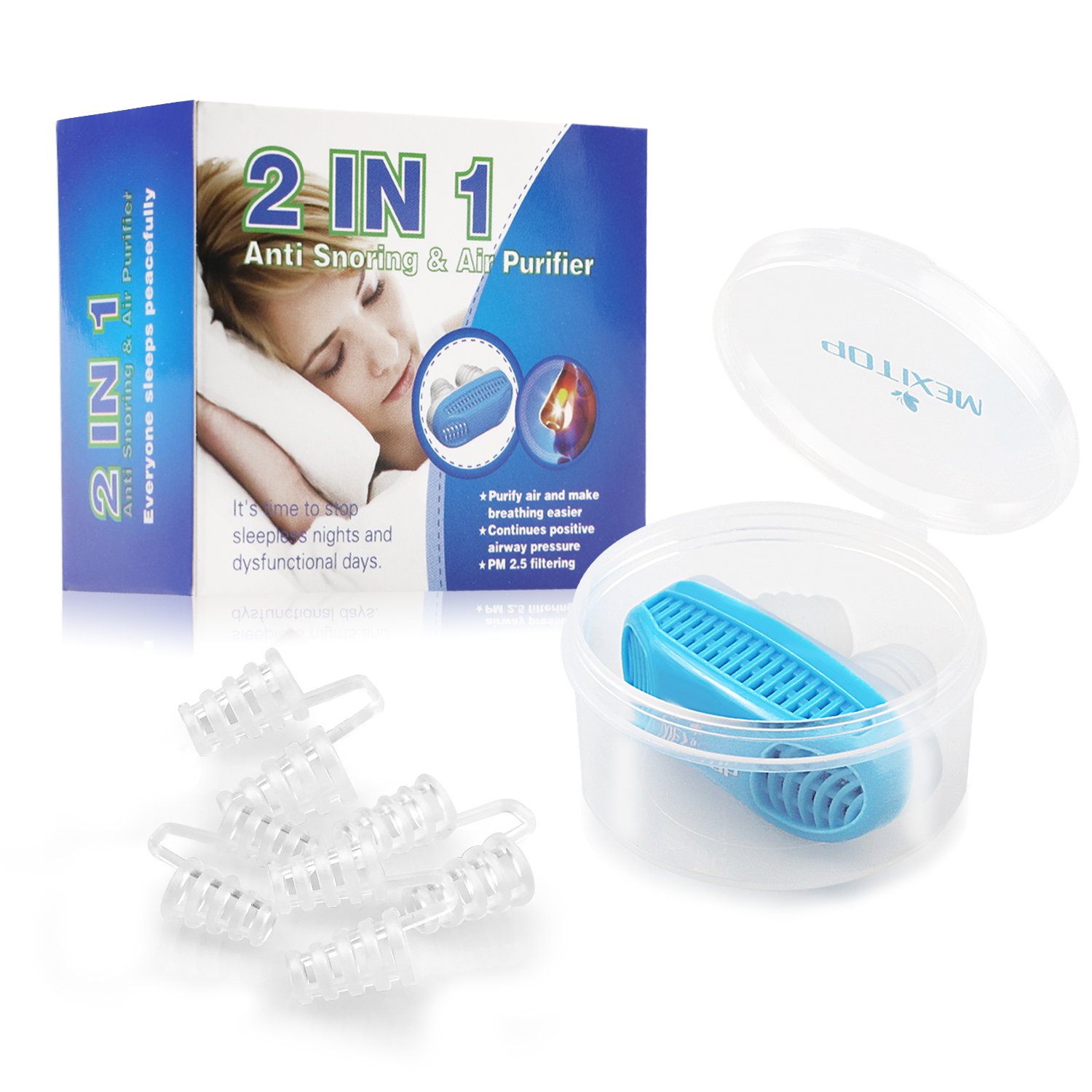 Snoring Nose Vent - Snoring aid 4+1 Snoring Solution Air Purification Nose Vent Solution for Natural and Comfortable Sleep, Ease Breathing (Activated Carbon Filter Inside) - Bonus Travel Case in