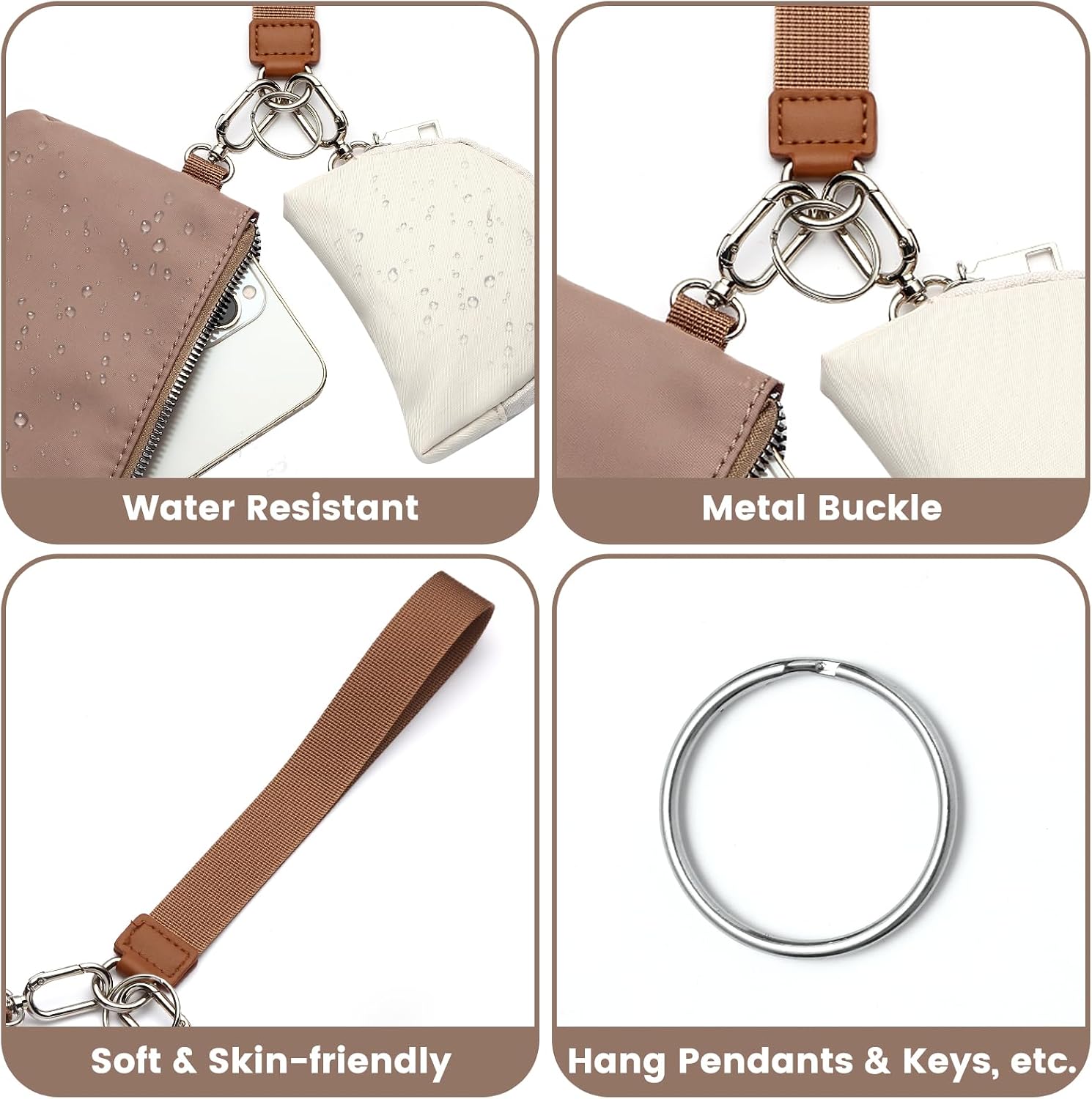 Mini Zip Around Wristlet Wallet, Dual Pouch Keychain Coin Purse for Women image 5