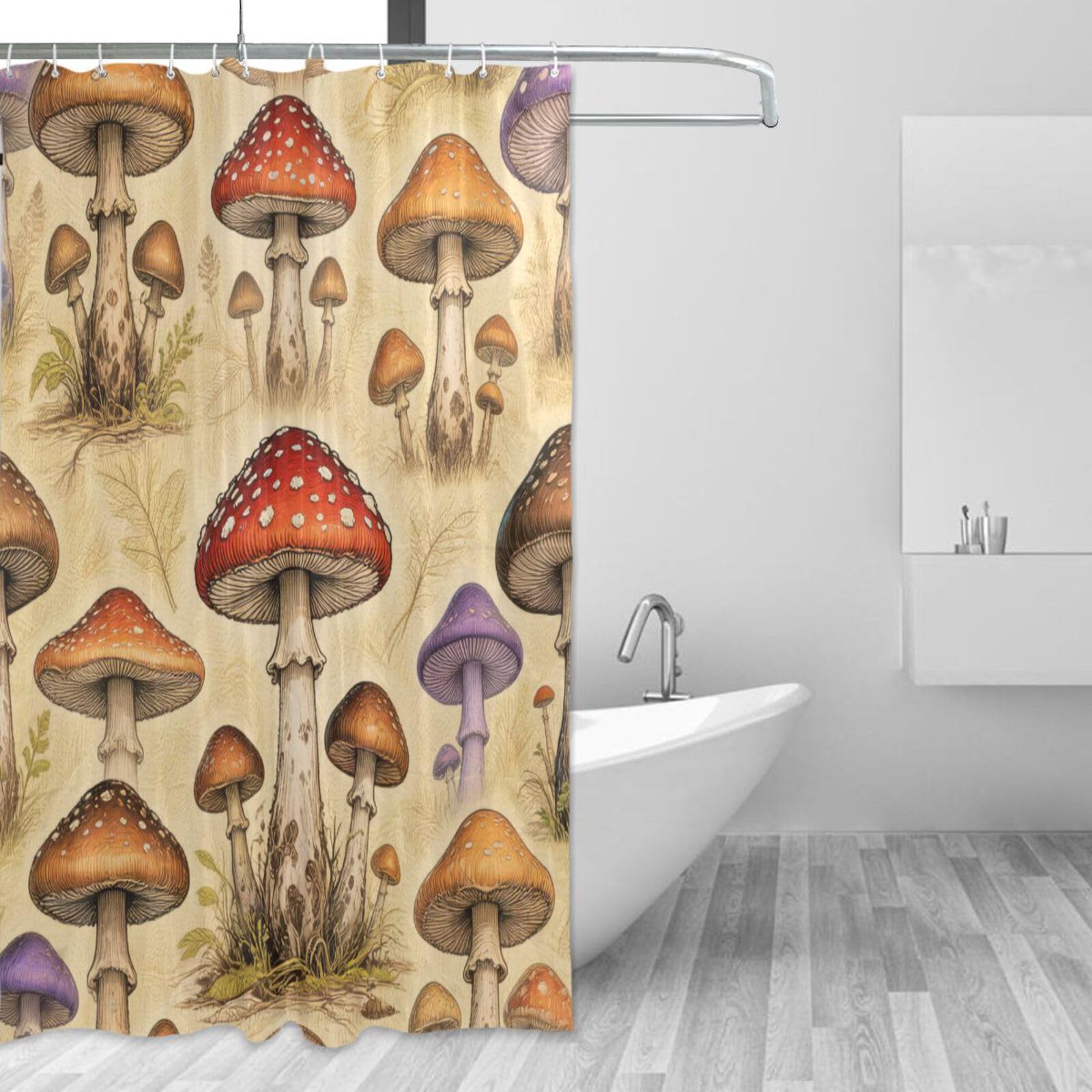 Rideau de douche champignon 157 x 183 cm pour créer une ambiance nature et cocooning