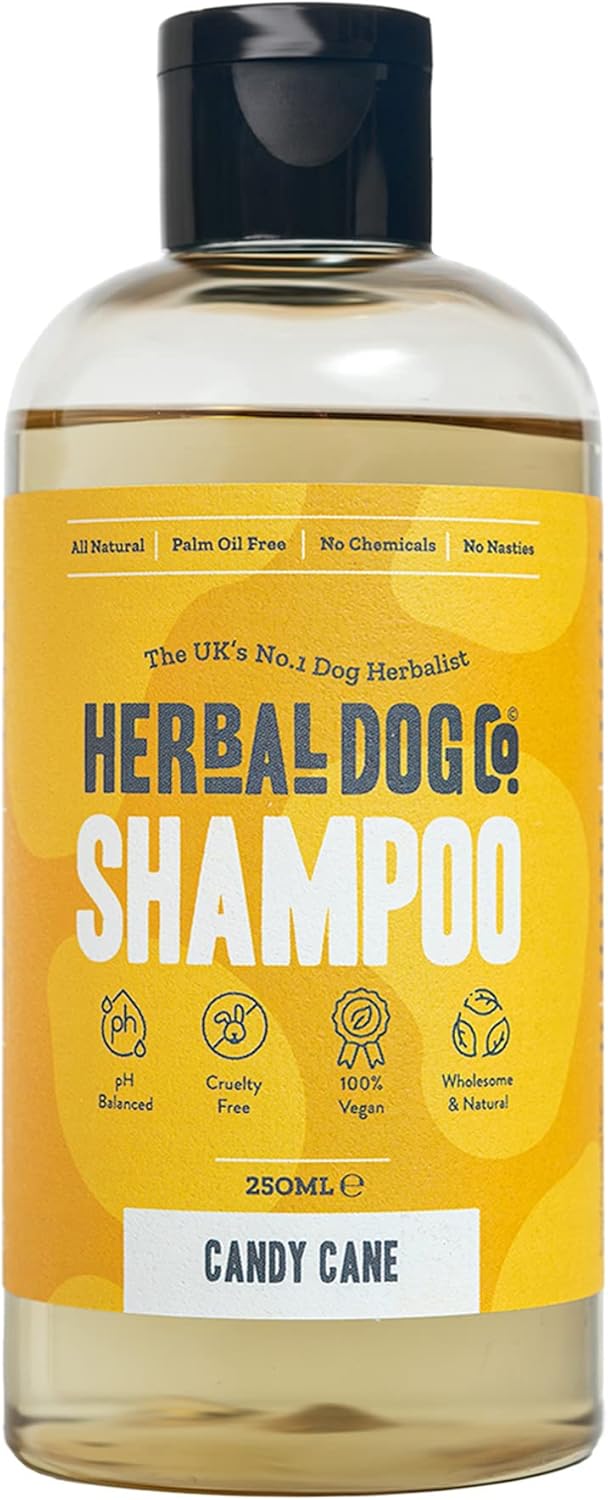 Herbal Dog Co Natural Dog Shampoo, Candy Cane 250ml, Handmade in