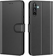 New&Teck Cover per Samsung Galaxy A14 4G/5G Custodia a portafoglio, in pelle multifunzione, chiusura magnetica con aletta antiurto (nero, A14)