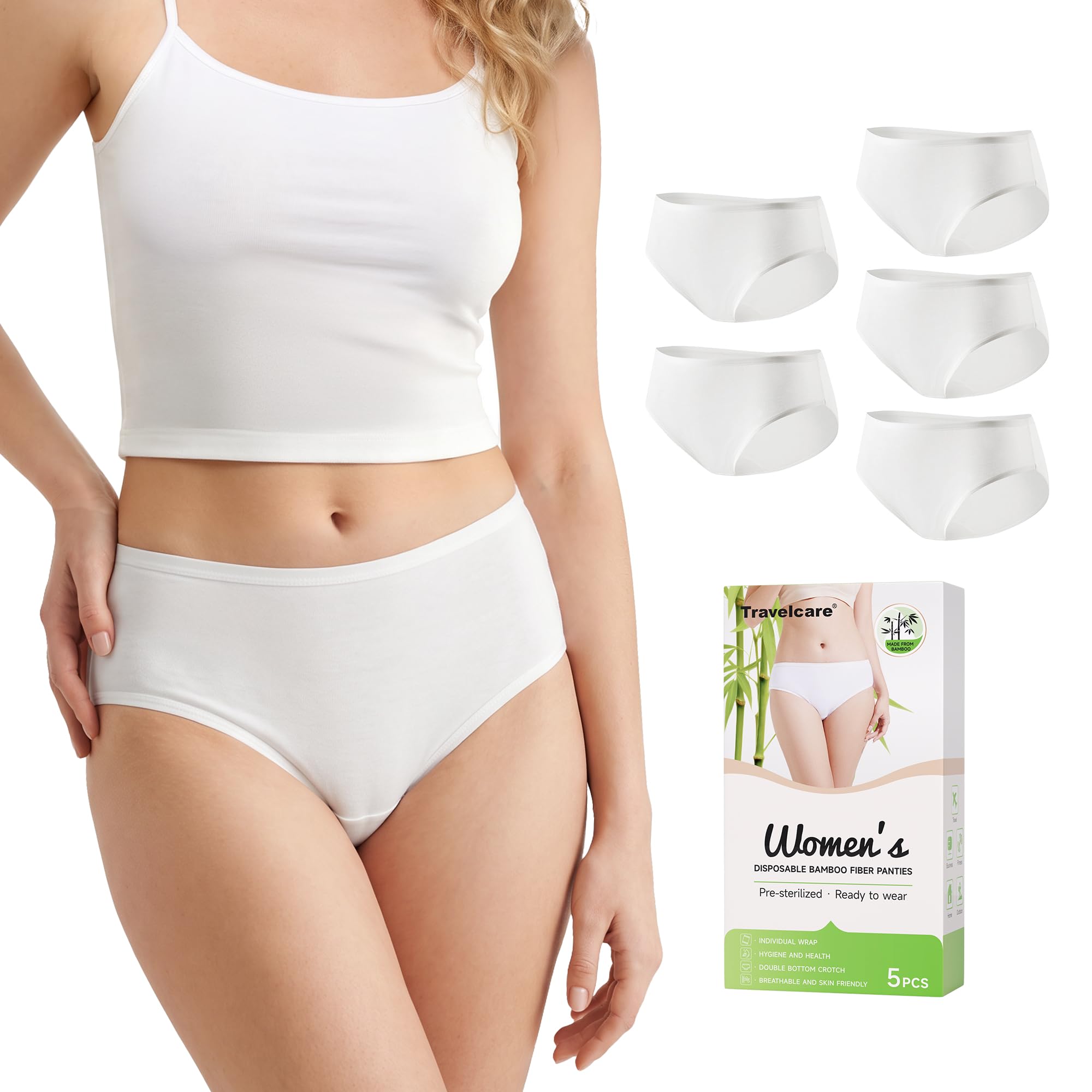 Women's Disposable Underwear for Travel Eco-friendly Bamboo Viscose Briefs Panties Emergency Underpants Bikinis