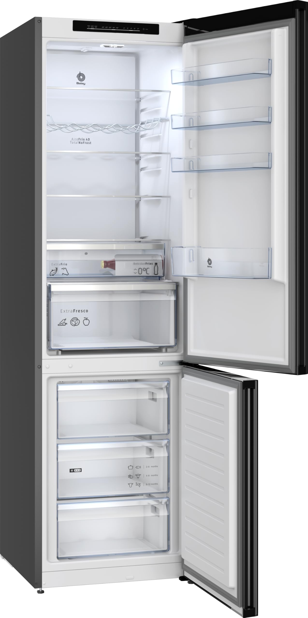 Balay - Frigorifero combinato, 203 cm, vetro nero, 3KFD855NI