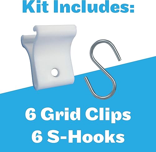 Miniatura 8 de SHARP TANK Clips de rejilla blancos y ganchos en S  Kit de 24 piezas  12 clips, 12 ganchos  Ganchos de techo de aula para colgar decoraciones de