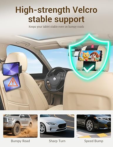 Miniatura 5 de Paquete de 2 soportes para reposacabezas de teléfono de automóvil, soporte para reposacabezas de asiento trasero de automóvil para niños, esenciales