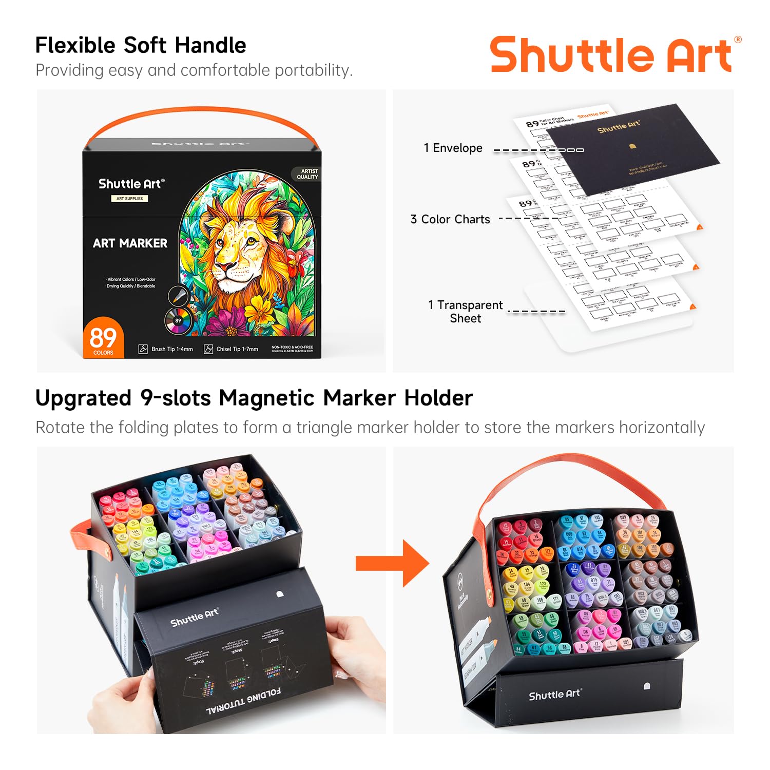 Shuttle Art 89 Farben Alkohol-Marker, Doppelspitze, Pinsel & Keilspitze