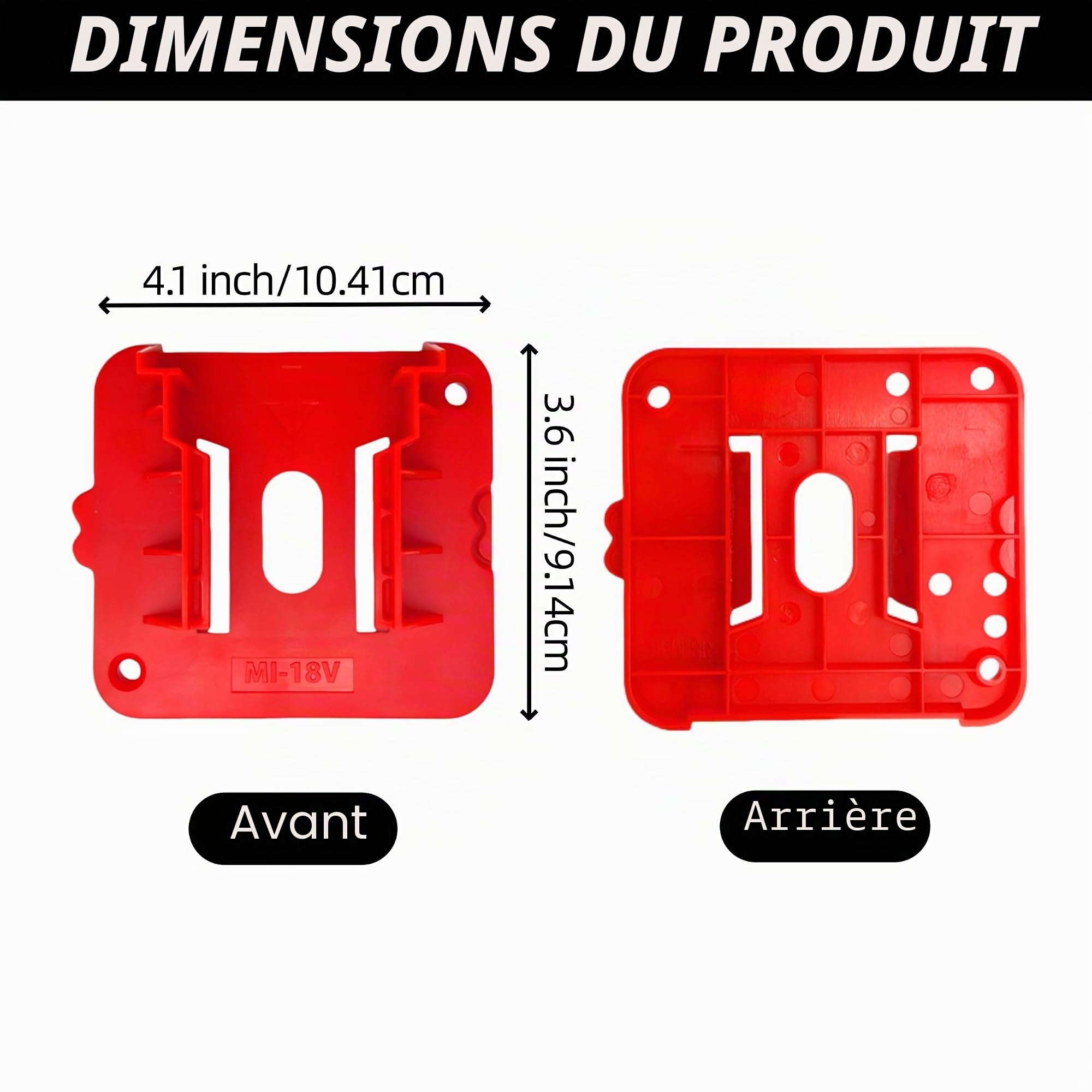12 x Supports de batterie rouges pour batterie d'outils Milwaukee M18 18 V (12 pièces,Supports batterie milwaukee m18)