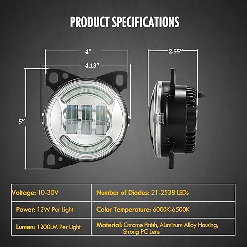 Miniatura 7 de Partsam Kit de montaje de luces antiniebla LED de 12 V para Peterbilt 579 587, Kenworth T660 resistente parachoques delantero lámpara de conducción