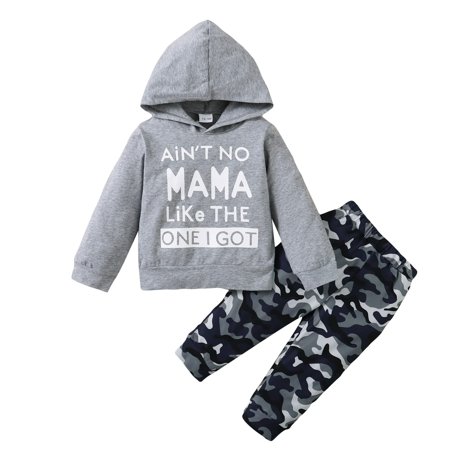 WexuuaBaby Boy Clothes Funny Letter Printed Long Sleeve Hoodie Tops Sweatshirt and Pants Outfits