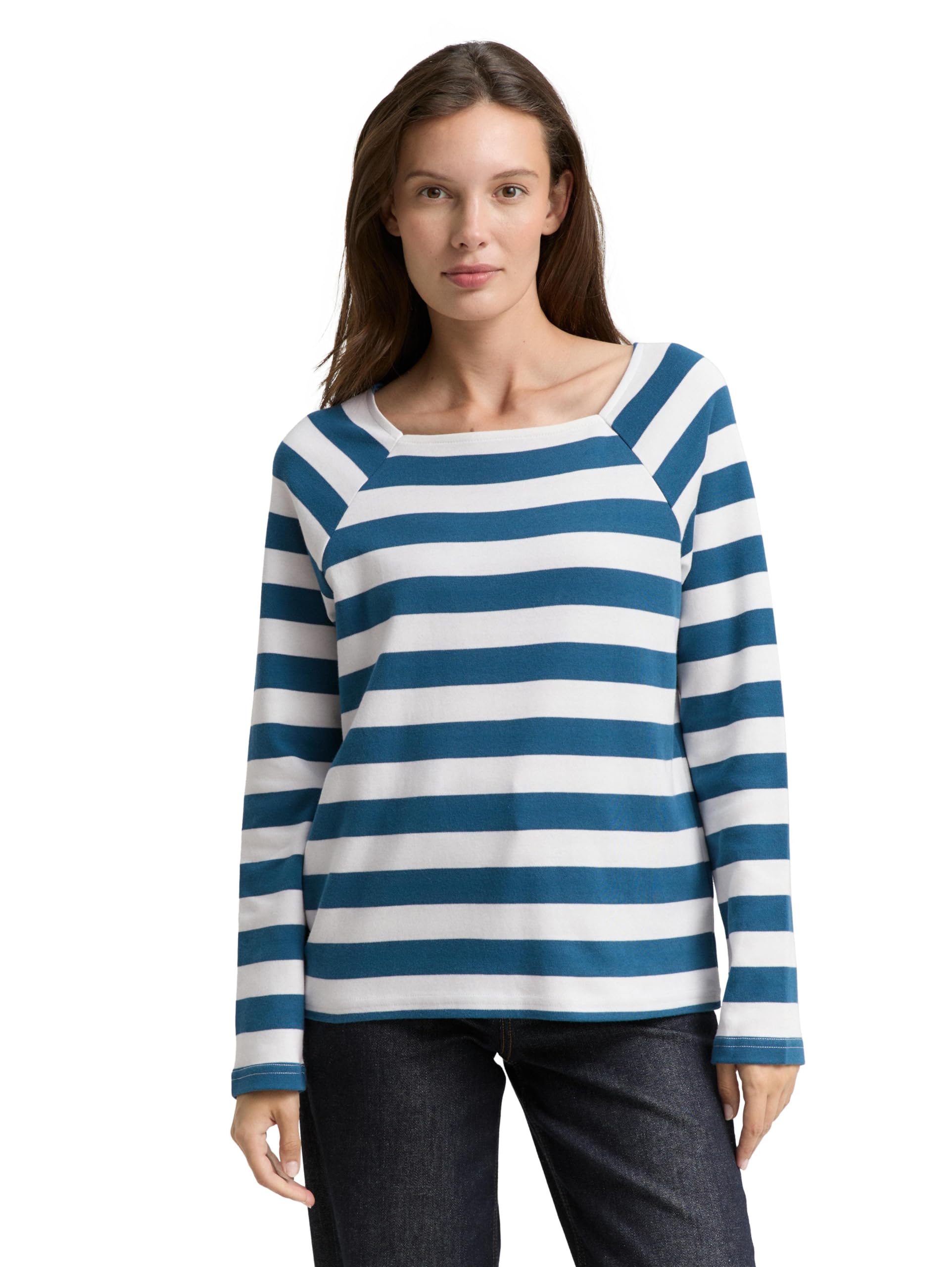 TOM TAILOR Damen Langarmshirt mit Streifenmuster