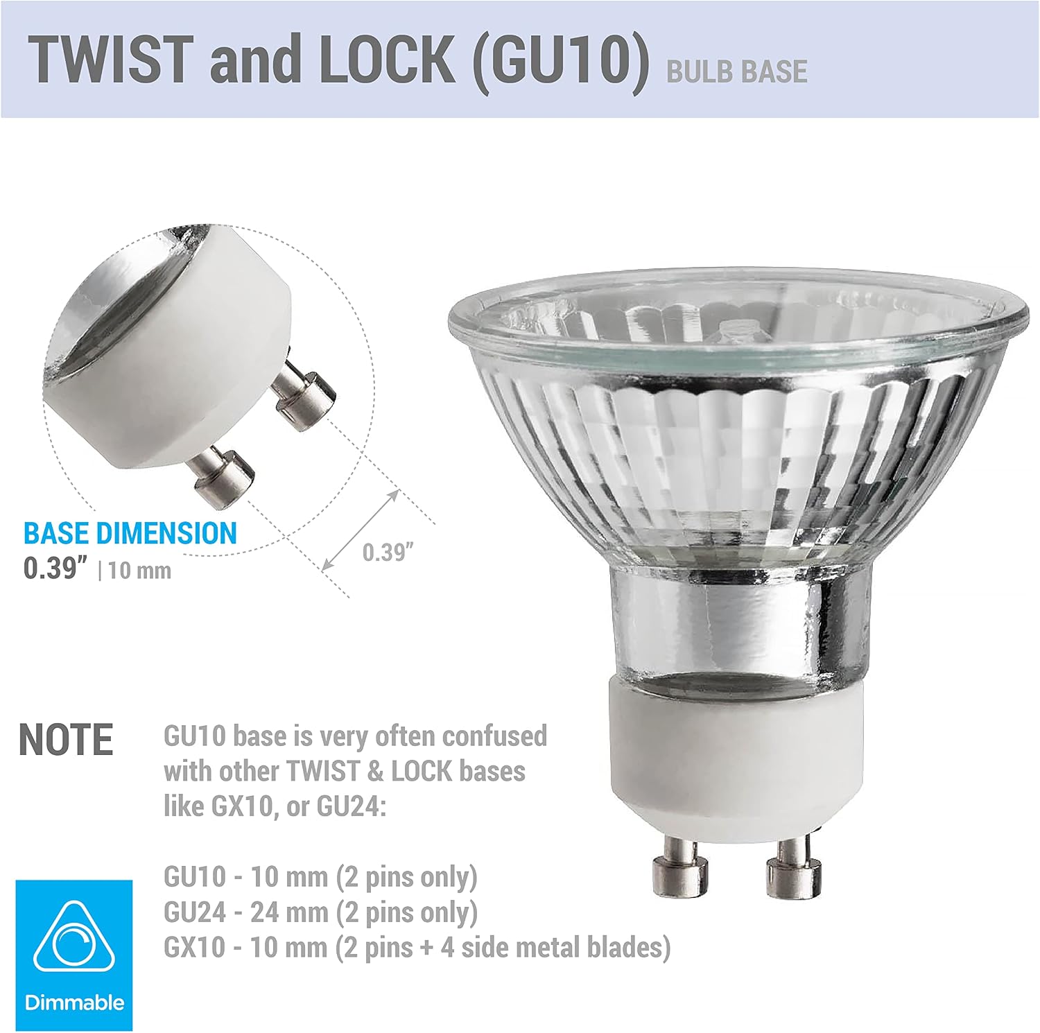 MR16/GU10 - Flood - GU10 Halogen Light Bulb (Twist & Lock) Base - 120V - MR16 Light Bulb MR16 (50 Watt, 6 Pack 50 Watt)
