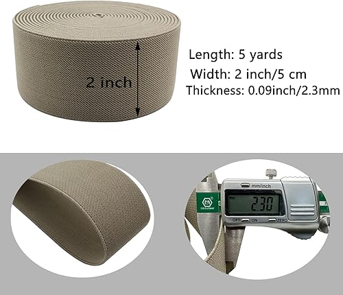 Miniatura 8 de Dortrue Banda elástica de costura de 2 pulgadas y 6 yardas de colores, carrete elástico de alta elasticidad para coser pantalones de cintura,