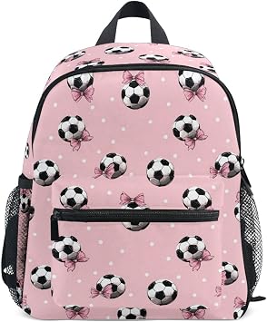 Kid Backpack Soccer Bow Pink Toddler School Book Bag Kindergarten Bookbag Travel Bags for Girls Boys