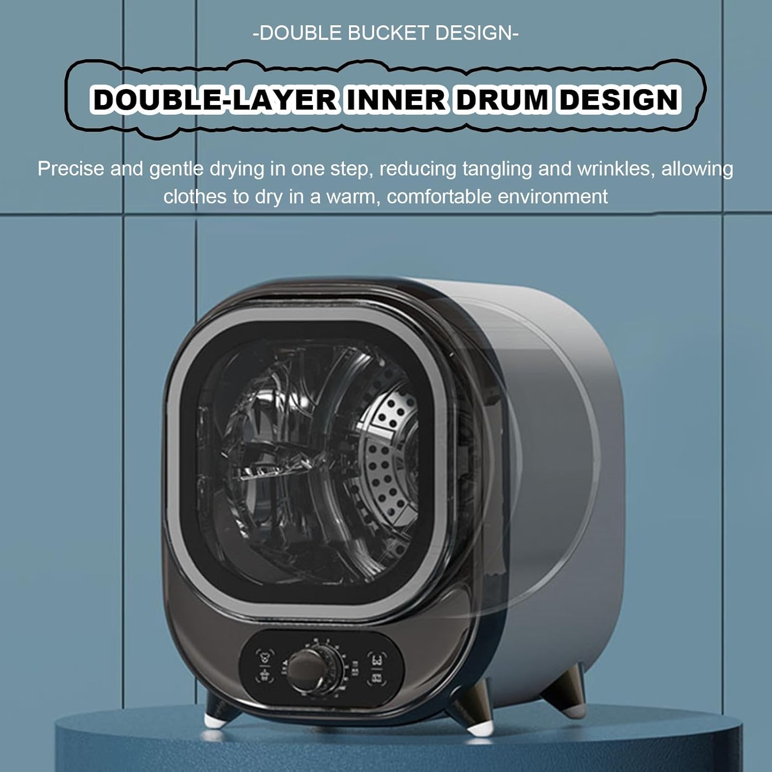 Compact Portable Tumble Dryer Condenser, table top Condenser Tumble Dryer With 0.8kg Load Capacity, Stainless Steel Tub, for Counter Top Use for Small Spaces Pink