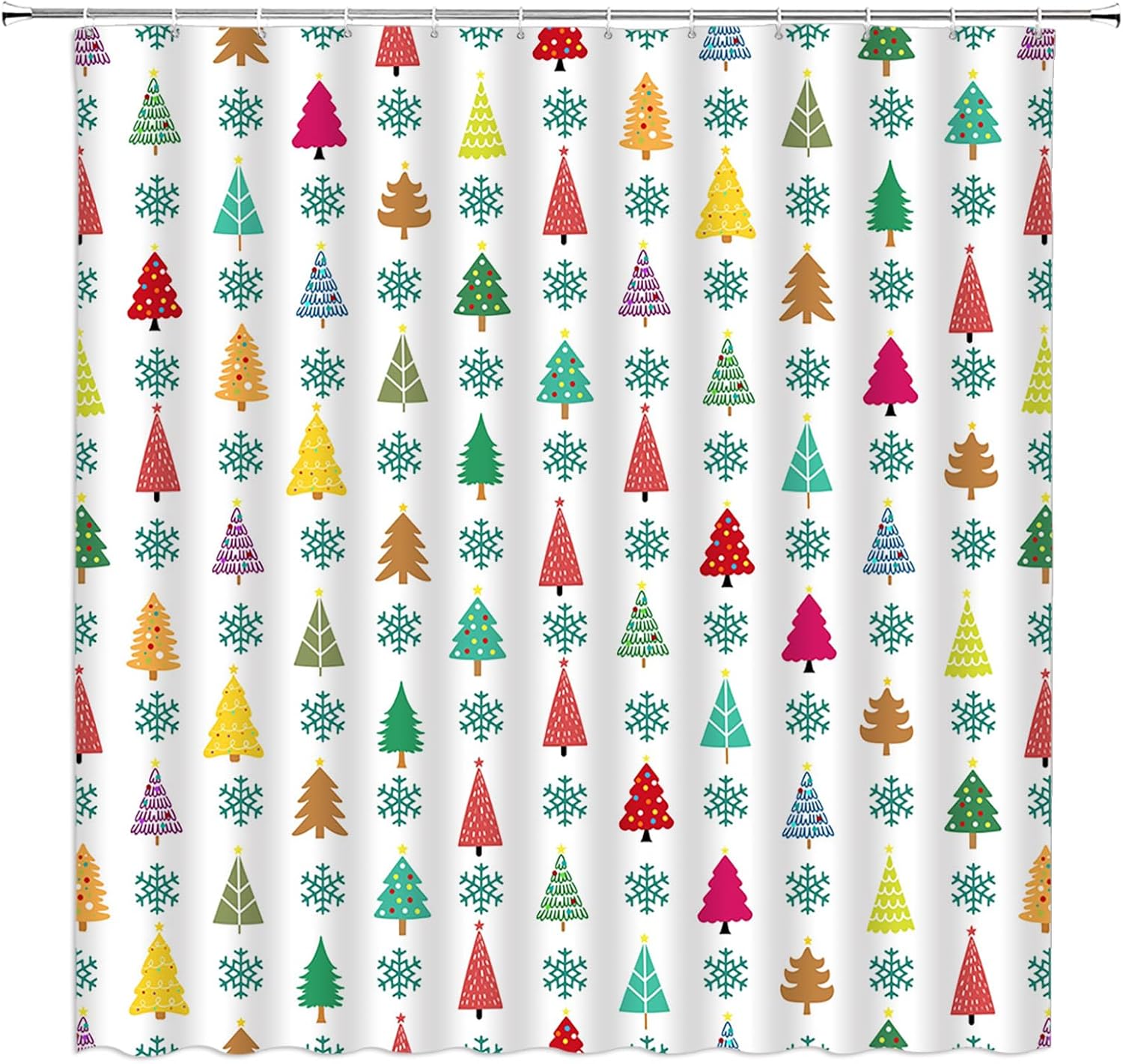Christmas Tree Shower Curtain Cute Colorful Xmas Trees