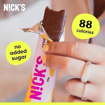 NICKS Crunchy Caramel Keto Chocolate Bars No Added Sugar, 88 Calories, 2 Net carbs, Gluten Free Sweets Low carb Candy Snack Bar with Almonds (Multipack 21x28g)