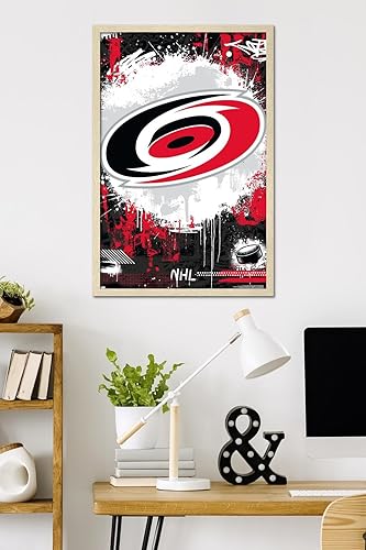 Vista 8 de Trends International NHL Carolina Hurricanes - Póster de pared Maximalist Logo 23, 22.4 pulgadas de largo x 14.7 pulgadas, versión enmarcada