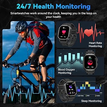 Smart Watch for Men Fitness Tracker: Waterproof Military Digital Mens Watches Make Answer Call Smartwatch Android Phone iPhone Samsung Compatible Step Pedometer Running Sleep SpO2 Heart Rate Monitor
