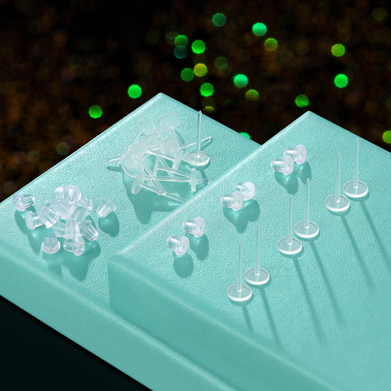 Clear Earrings for Sports/Work,5mm Plastic Earrings for Sensitive Ears,Invisible Clear Stud 100 Pairs Earring Backs and Blank Pins Stud(100 pieces/50 Pairs)