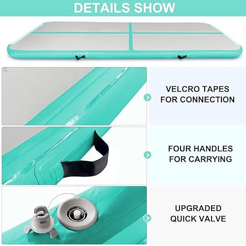Miniatura 5 de Colchoneta inflable de gimnasia de 101316 pies de grosor de 4 pulgadas de grosor, con bomba de aire eléctrica para uso