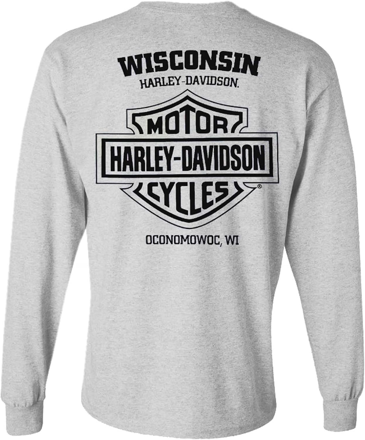 Harley-Davidson Men's Tracking Text Long Sleeve Crew-Neck Cotton Shirt - Gray