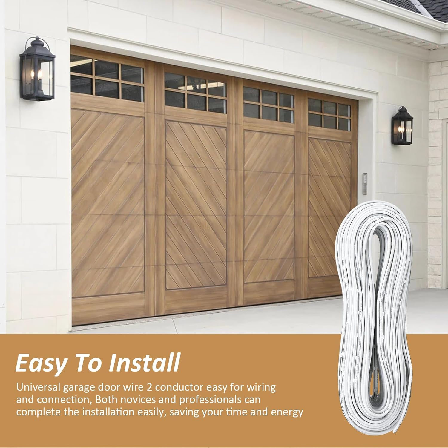 100 Feet Universal Garage Door Wire for Garage Door Opener, Sensors, Control Station, 2 Conductor doorbell Wire, 24/2 AWG