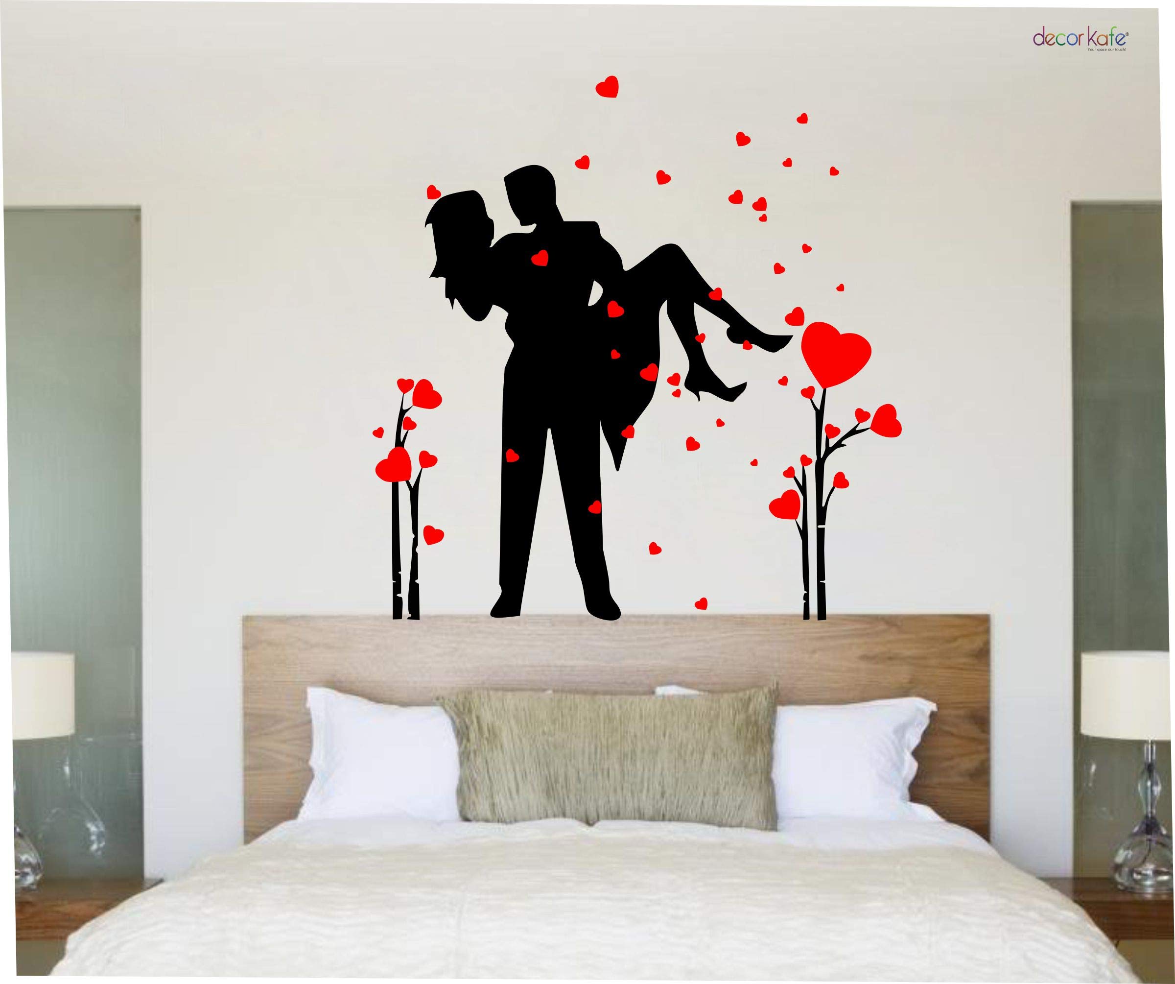 Byte Shop Decorative Cute loveing Hearts Couple Multicolour Wall Sticker for Home Decorative (PVC Vinyl Multicolour)