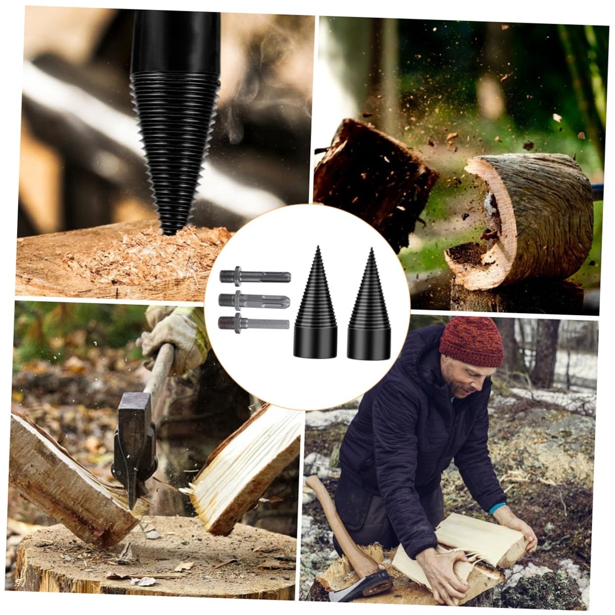 Kisangel Punta Trapano per Legno Spaccalegna in Acciaio, per Quercia e Noce, Riduce L’attrito, Resistente All’usura,