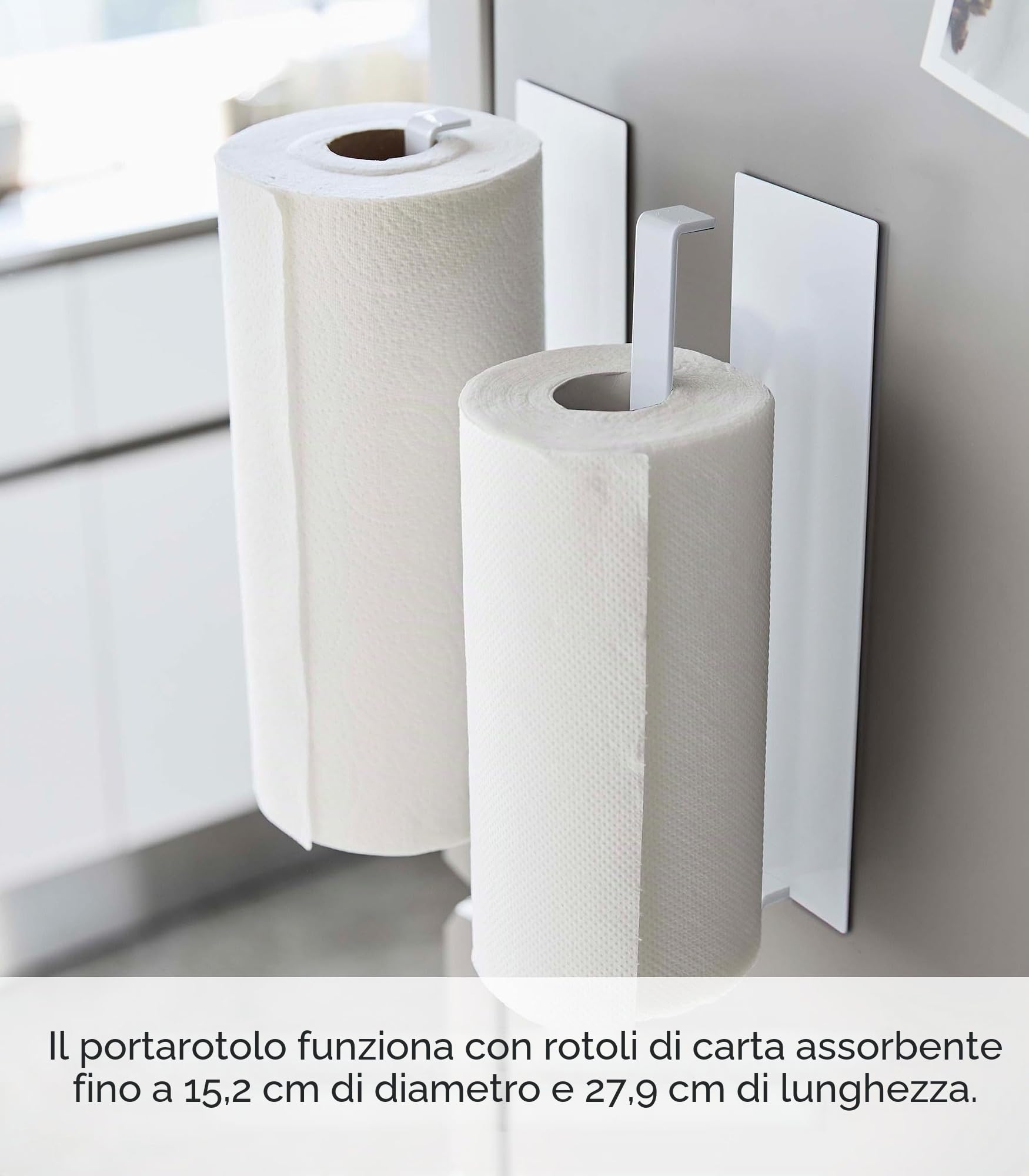 Yamazaki Home Tower, portarotolo magnetico da cucina, in metallo, verticale o orizzontale, in acciaio