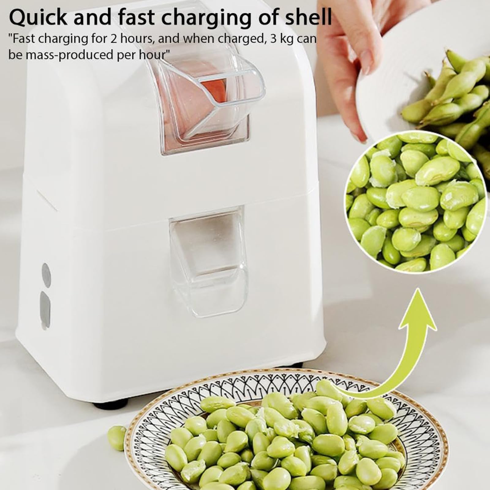 Écosseuse Électrique De Pois 450 g/Min, Machine Automatique pour Haricots Et Edamame, Éplucheuse Portable pour Cuisine Maison Restaurant Et Usage Commercial