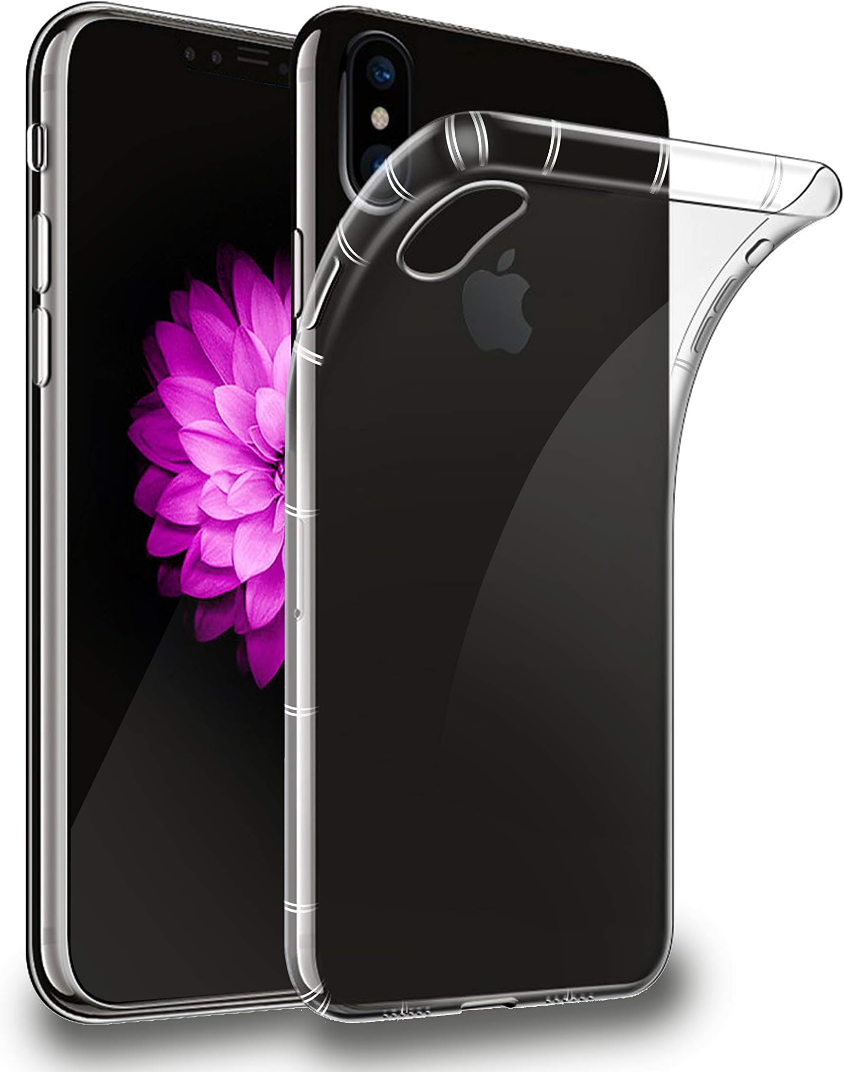 Case Cover for iPhone Xs Max 6.5 inch (2018) - Clear Transparent - Slim Soft Durable Light & Shockproof Protective Bumper Back Skin – Support Wireless Charging- Enhanced Grip for Women & Men (Xs Max)