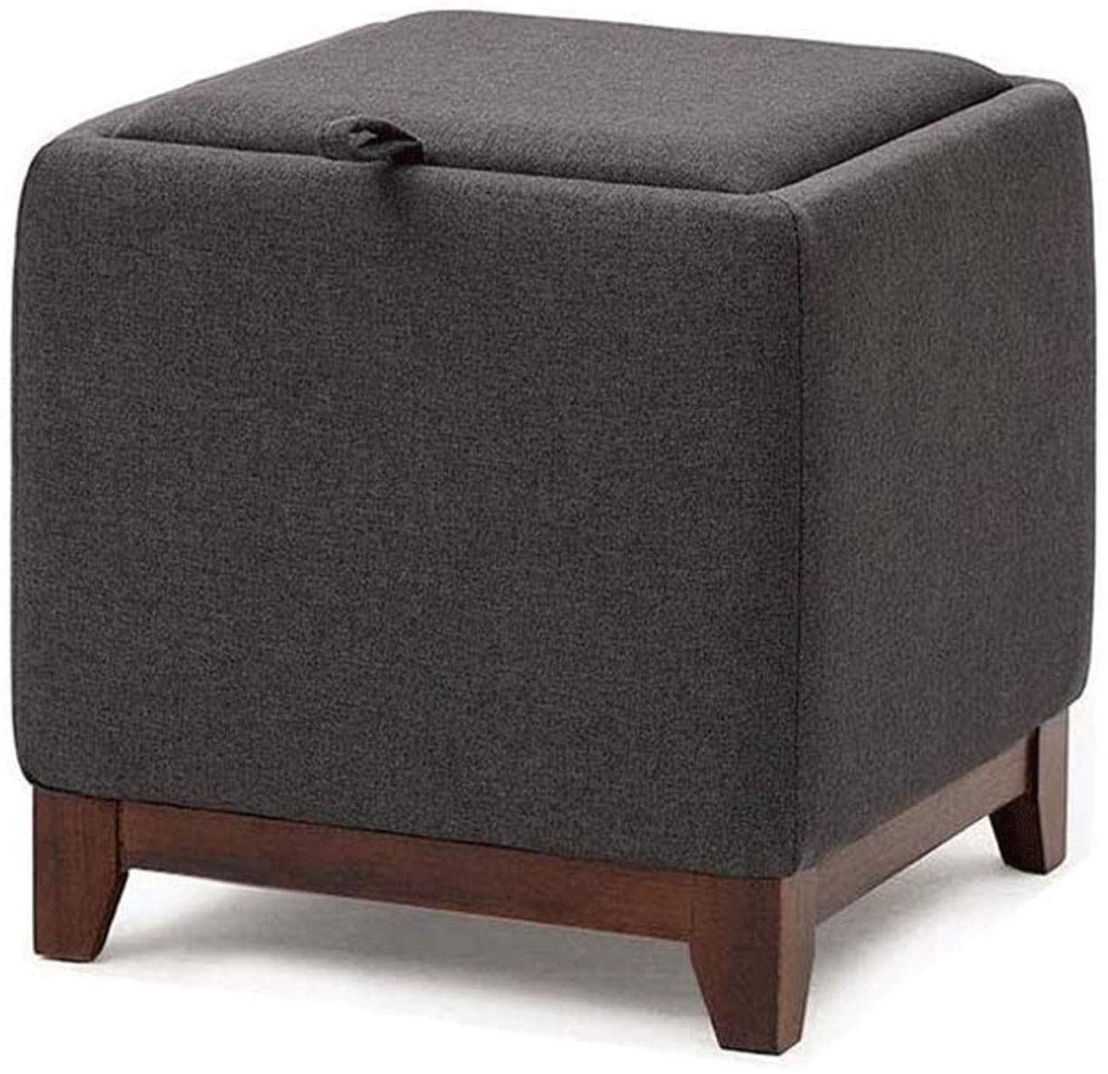 Taburete de tocador negro de madera maciza con almacenamiento integrado y reposapiés para dormitorio