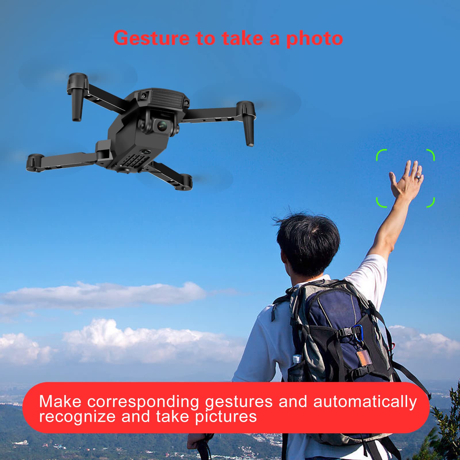 Mini droni per Adulti, quadrirotore RC con Fotocamera 4K HD, Video Live, Foto di gesti, modalità Senza Testa, impostazione della Pressione dell'Aria, decollo a Una Chiave per Principianti (3