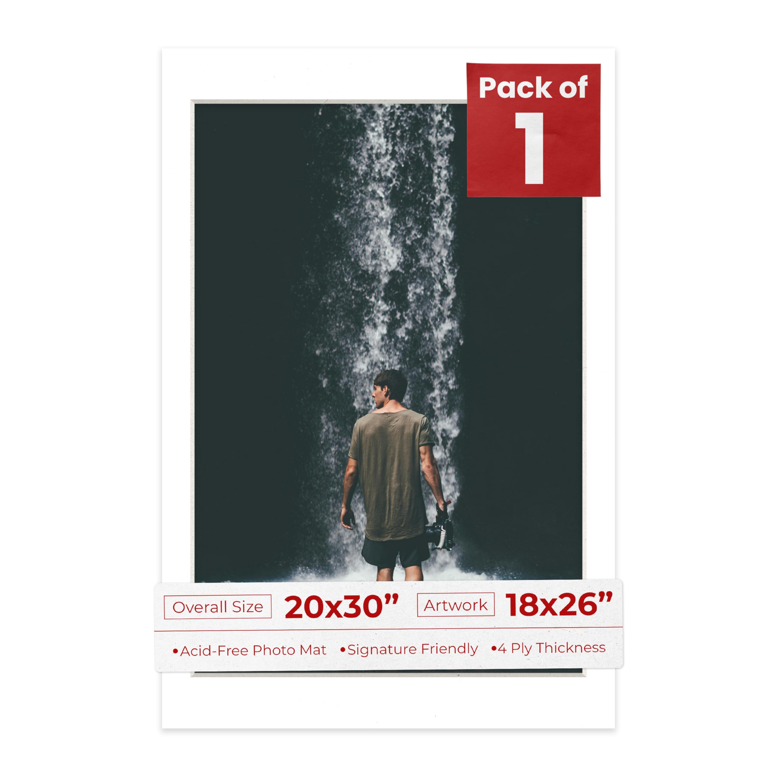 20x30 Mat Bevel Cut for 18x26 Photos - Acid Free White Precut Matboard - For Pictures, Photos, Framing - 4-ply Thickness-image-17
